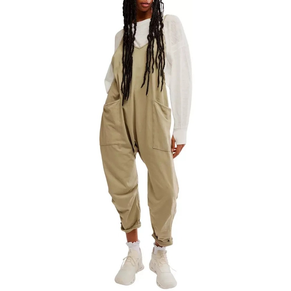 Free People Movement Women's Size M Hot Shot Jumpsuit Sage Stone